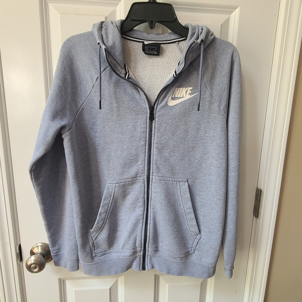 Nike Light Blue Zip-Up Hoodie Small